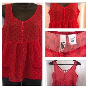 Route 66 Sheer Red Floral Tank